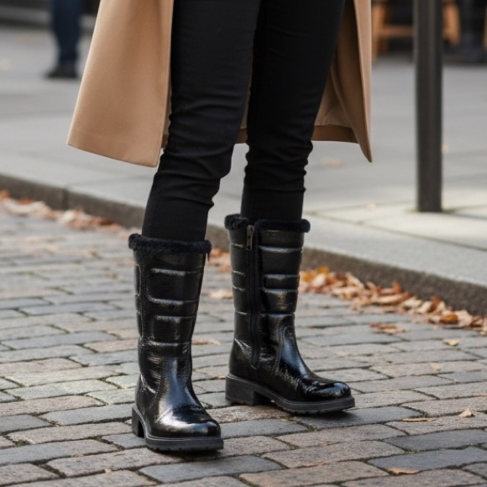 Hogan Women's Black Winter Puffer Boots Size 7 EUC